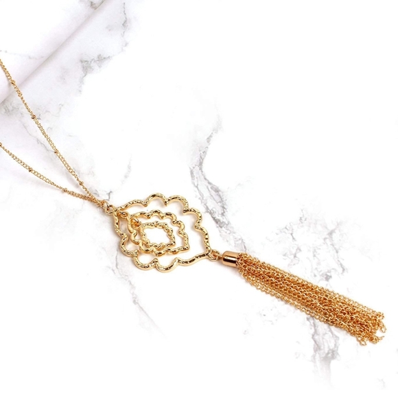 Goldtone Tassel Necklace - Picture 2 of 4